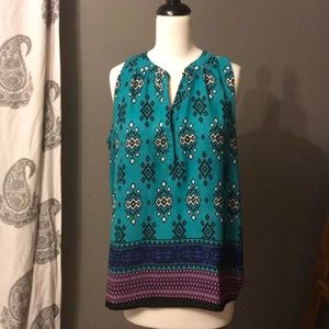 NWT Sweet Rain sz L sleeveless Aztec blouse